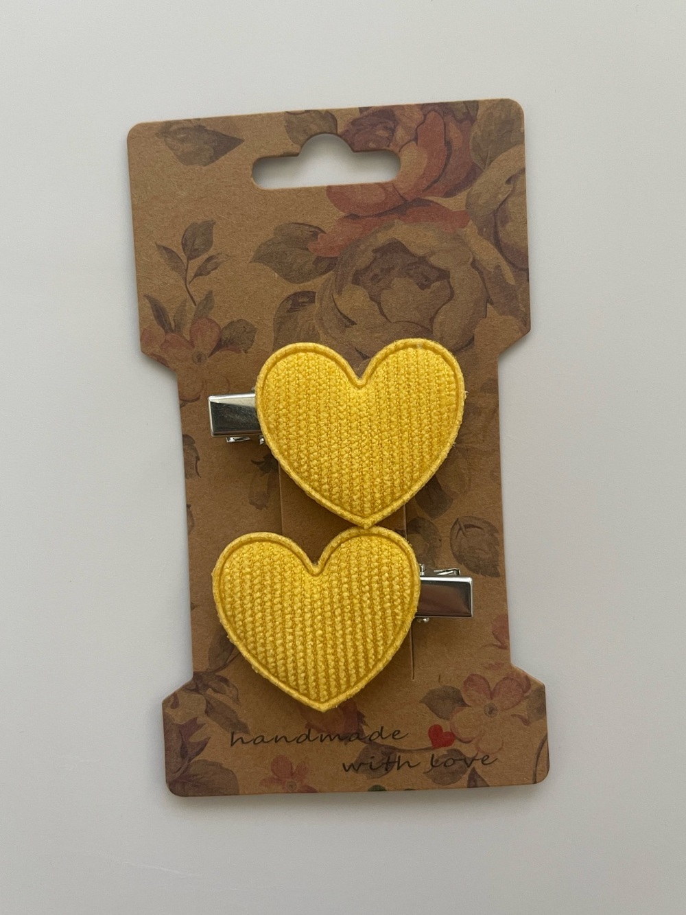 Handmade Yellow Heart Hair Clips Set of 2 | Cute Y2K Hair Barrettes